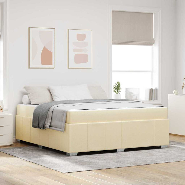 Sengestel med madras Creme 180 x 200 cm Stof