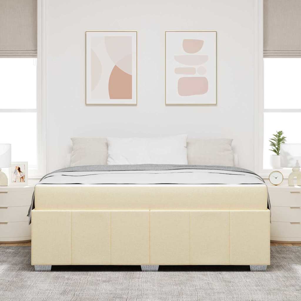 Sengestel med madras Creme 180 x 200 cm Stof