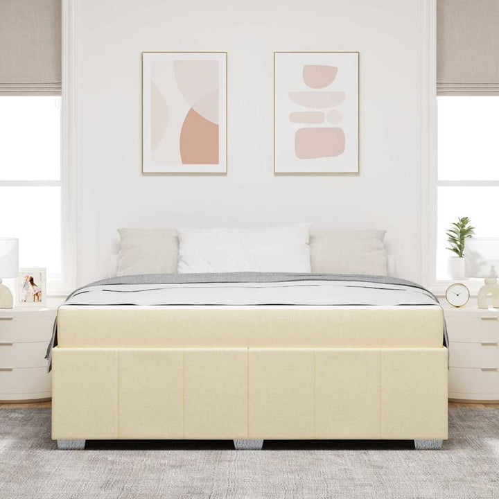 Sengestel med madras Creme 180 x 200 cm Stof