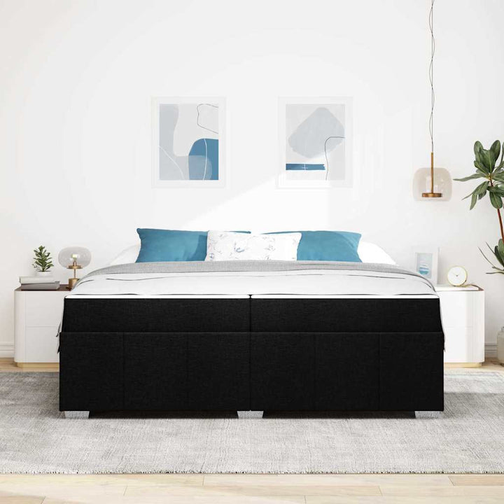 Sengestel med madras Sort 200 x 200 cm Stof