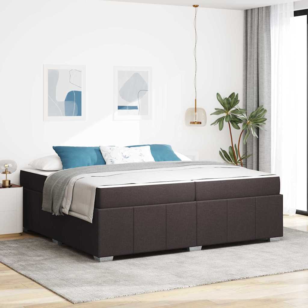 Sengestel med madras Mørk Brun 200 x 200 cm Stof