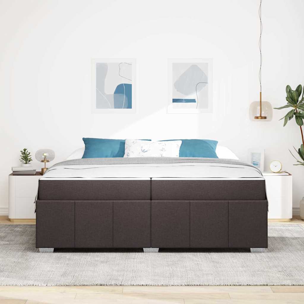 Sengestel med madras Mørk Brun 200 x 200 cm Stof