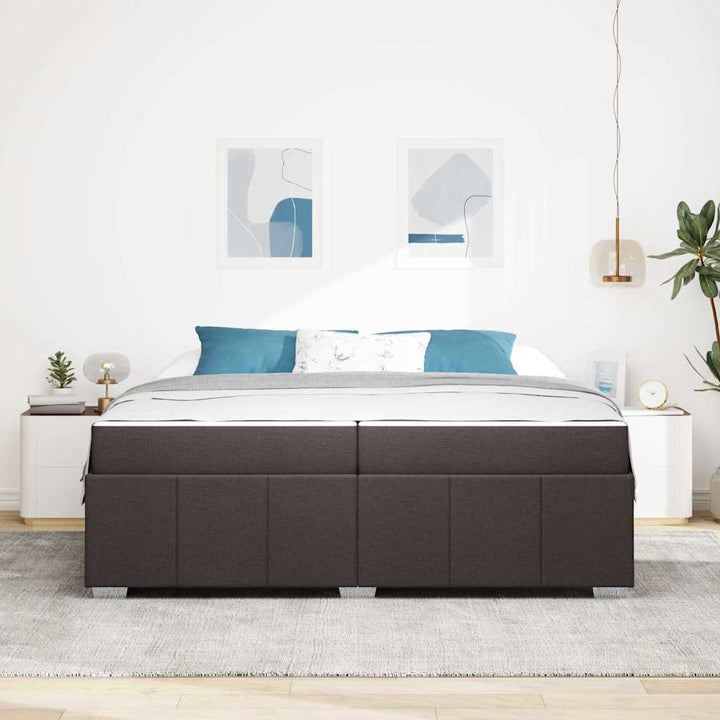 Sengestel med madras Mørk Brun 200 x 200 cm Stof
