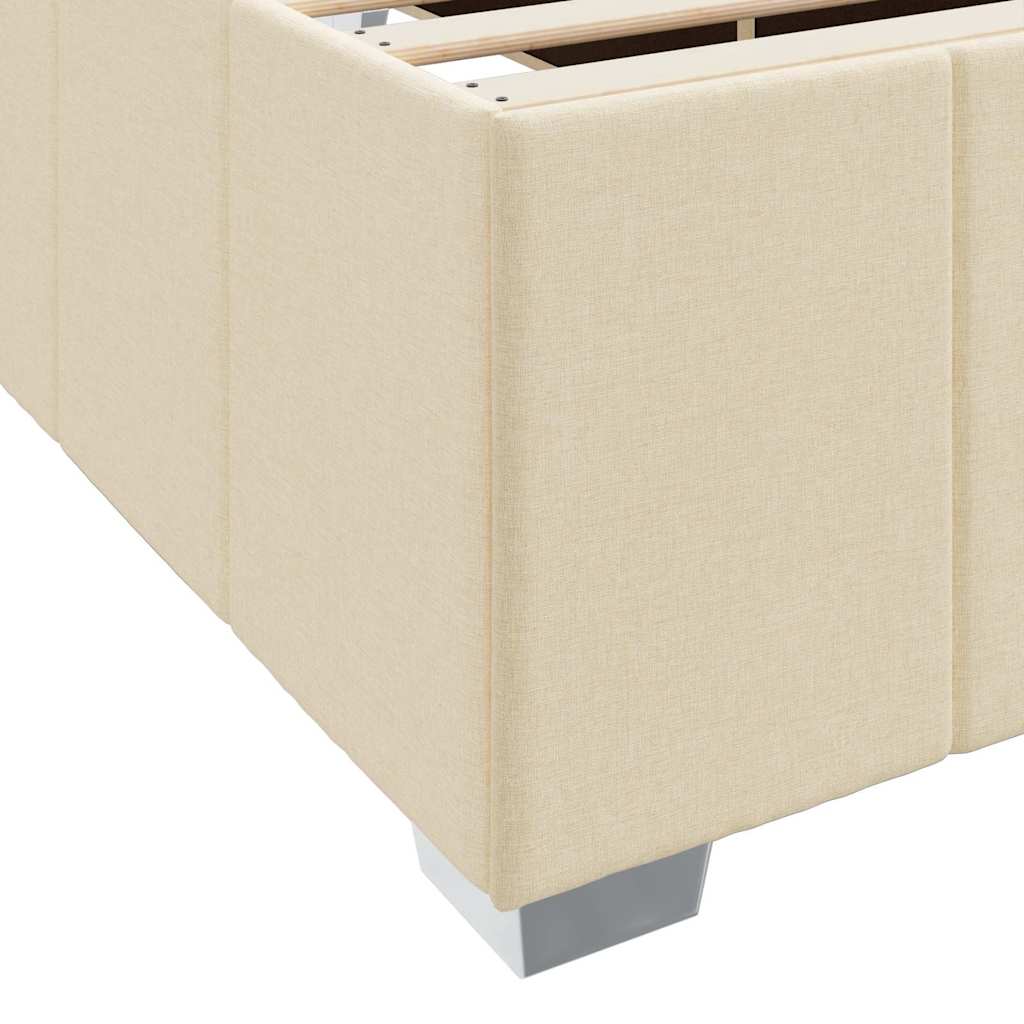 Sengestel med madras Creme 200 x 200 cm Stof