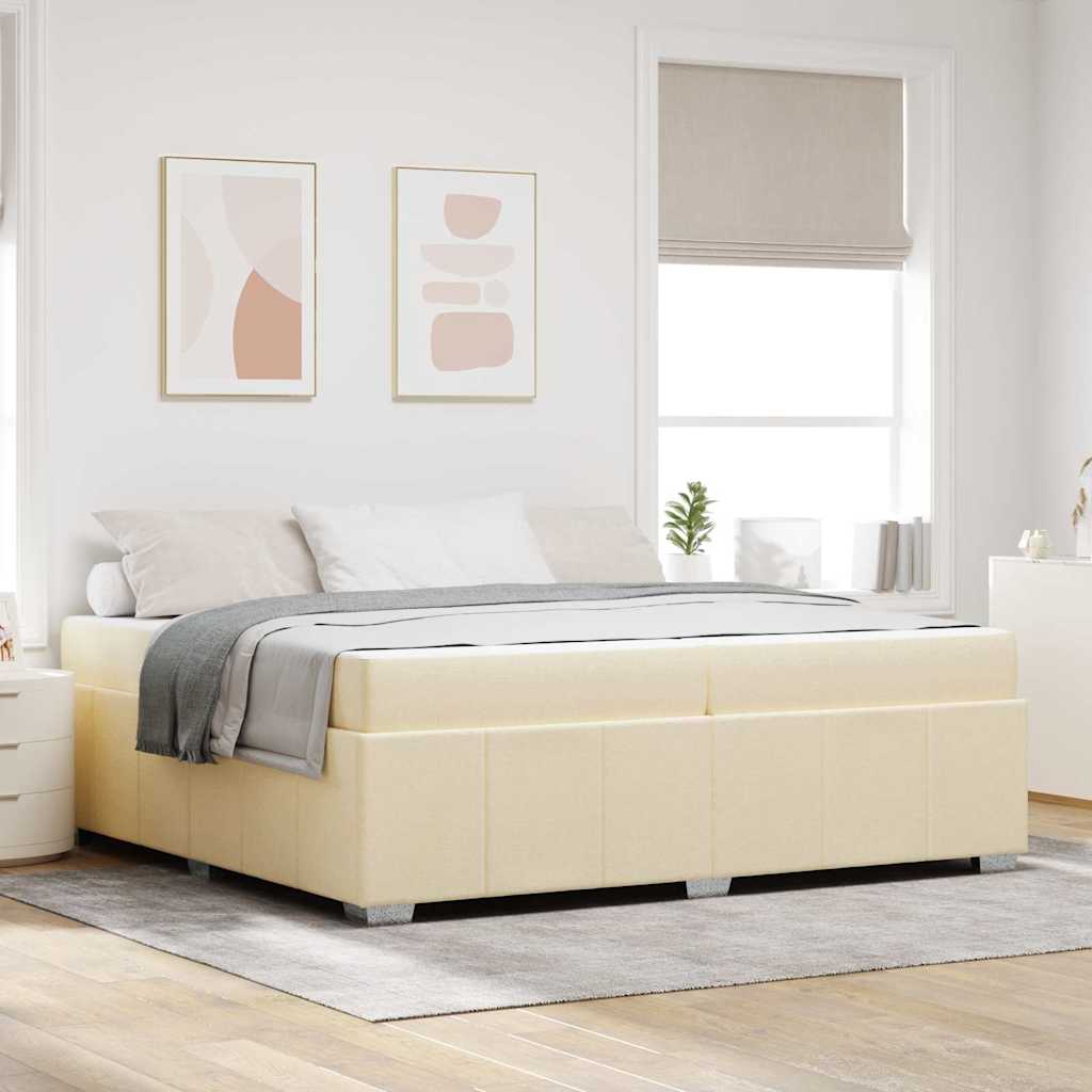 Sengestel med madras Creme 200 x 200 cm Stof