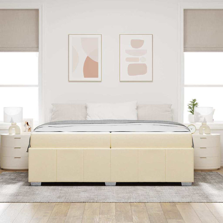 Sengestel med madras Creme 200 x 200 cm Stof