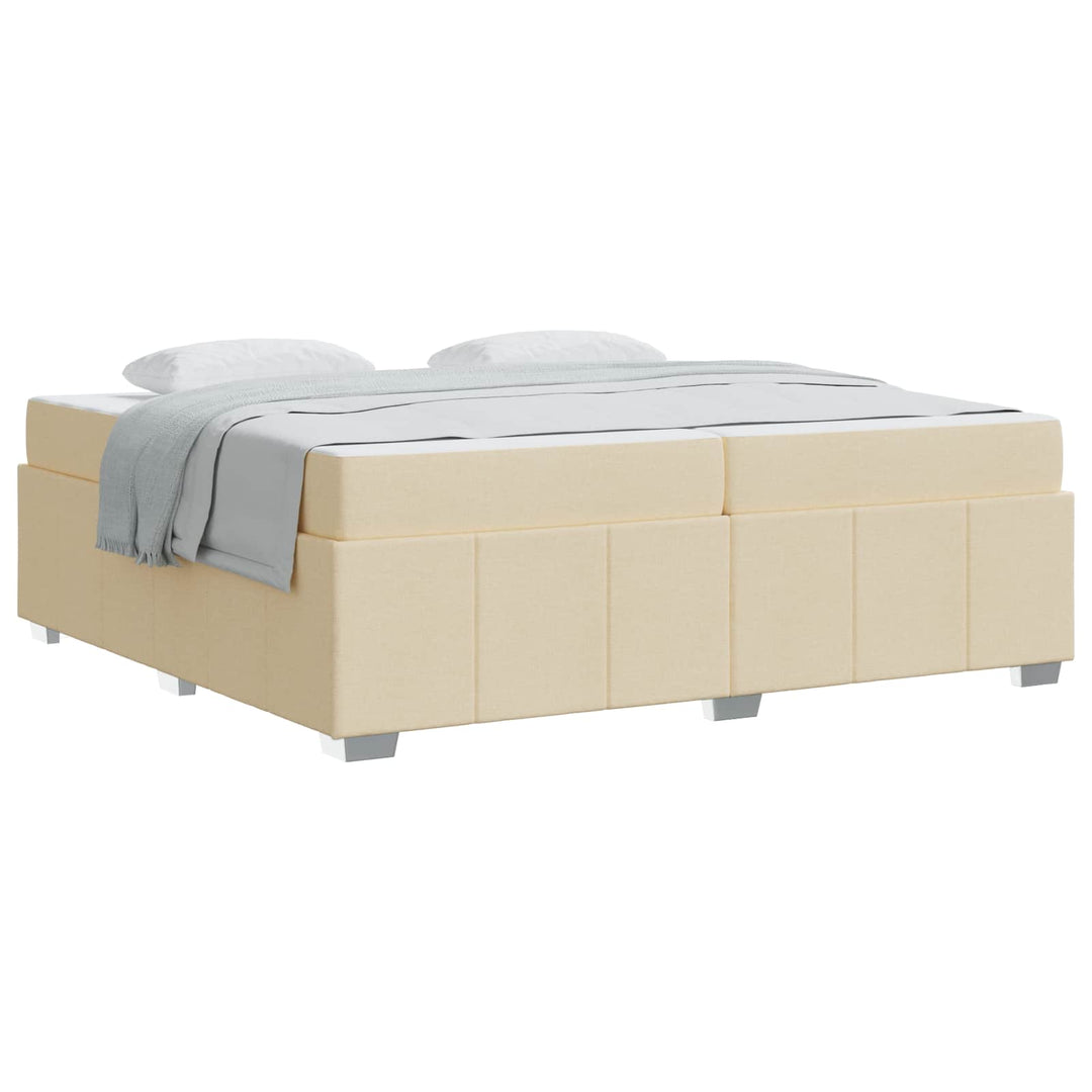 Sengestel med madras Creme 200 x 200 cm Stof