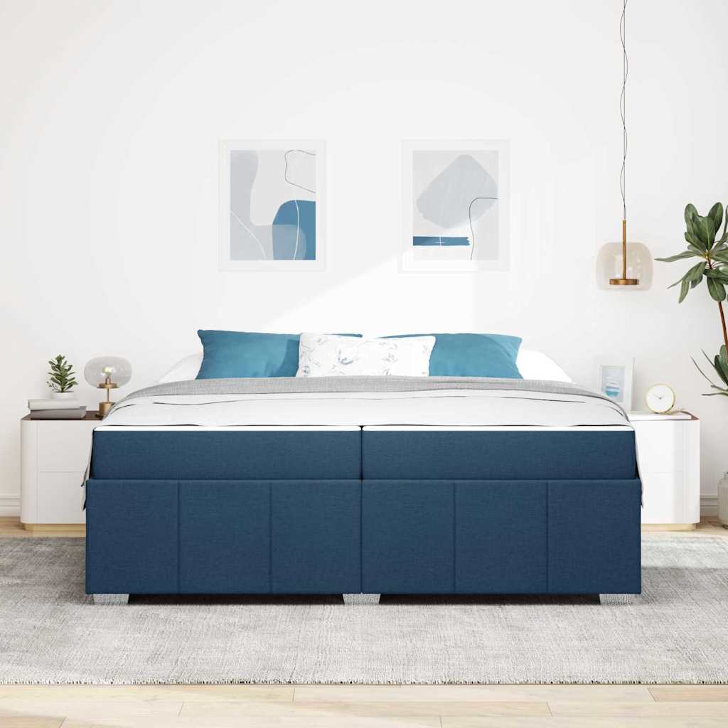 Sengestel med madras Blå 200 x 200 cm Stof