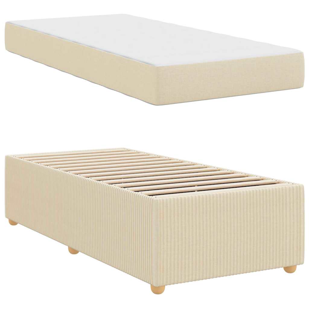 Sengestel med madras Creme 90 x 190 cm Stof