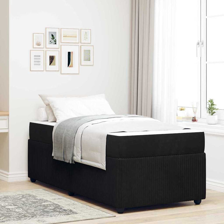 Sengestel med madras Sort 90 x 190 cm Stof