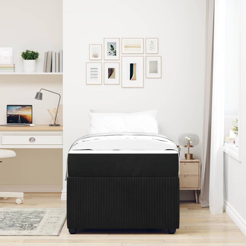 Sengestel med madras Sort 90 x 190 cm Stof