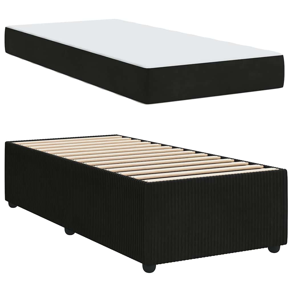 Sengestel med madras Sort 90 x 190 cm Stof