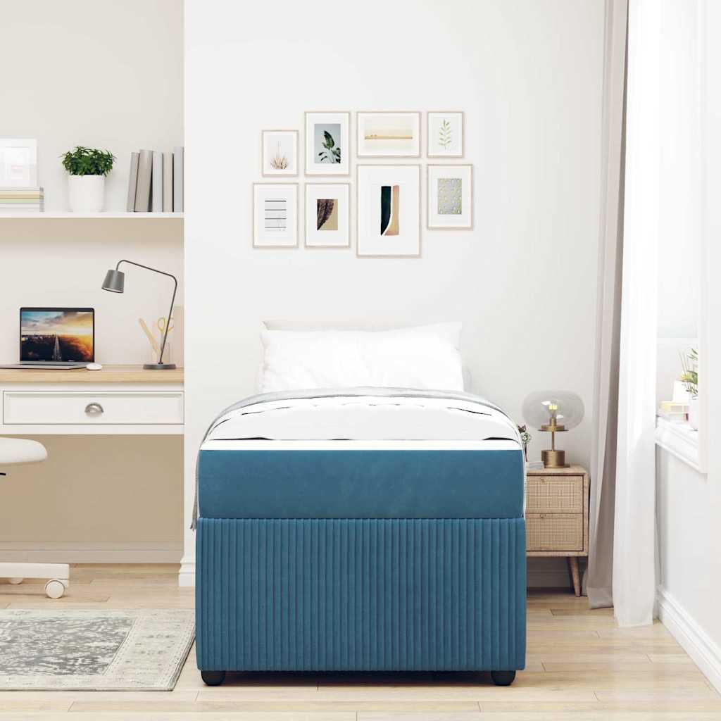 Sengestel med madras Blå 90 x 190 cm Stof