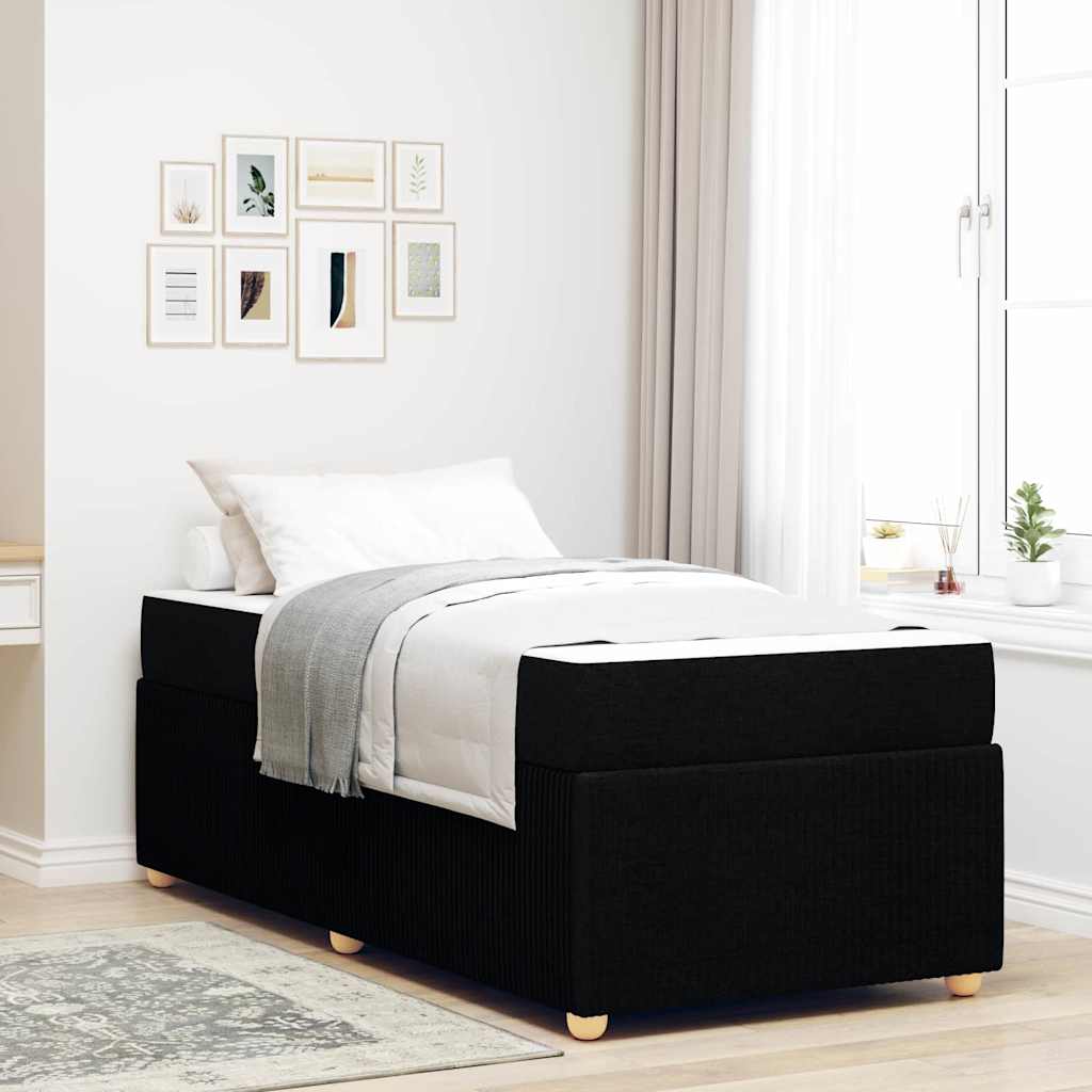 Sengestel med madras Sort 90 x 200 cm Stof