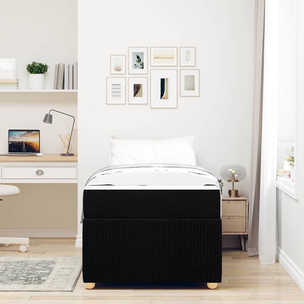 Sengestel med madras Sort 90 x 200 cm Stof