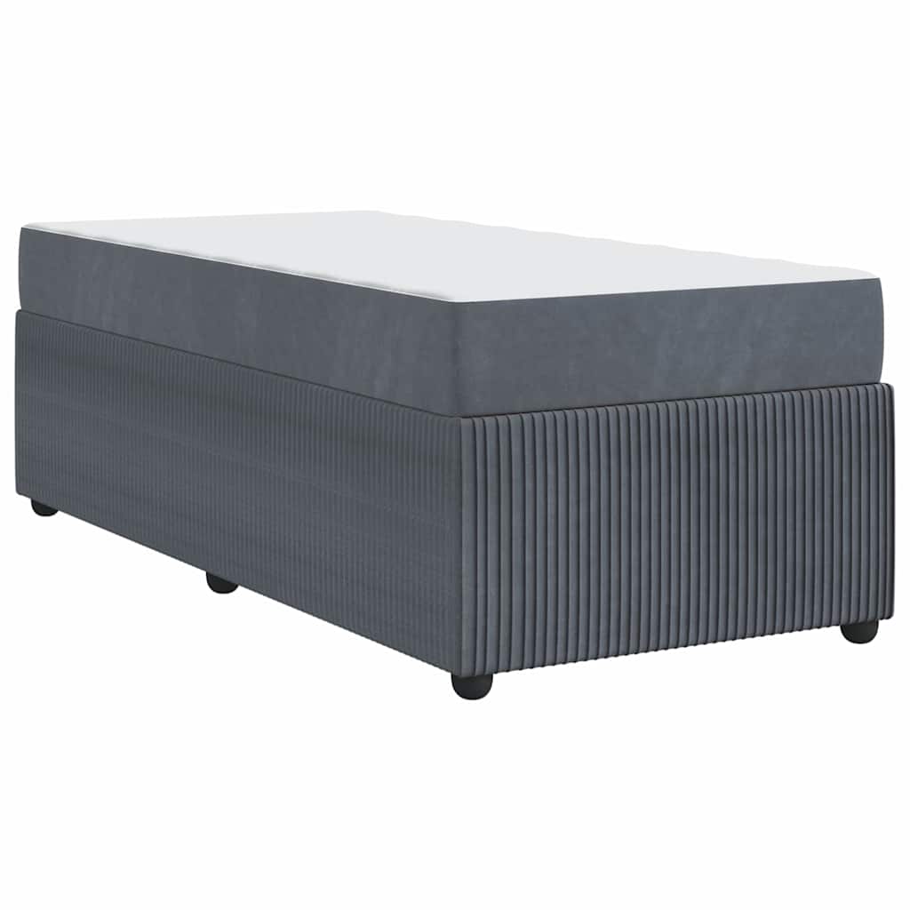 Sengestel med madras Mørkegrå 90 x 200 cm Stof