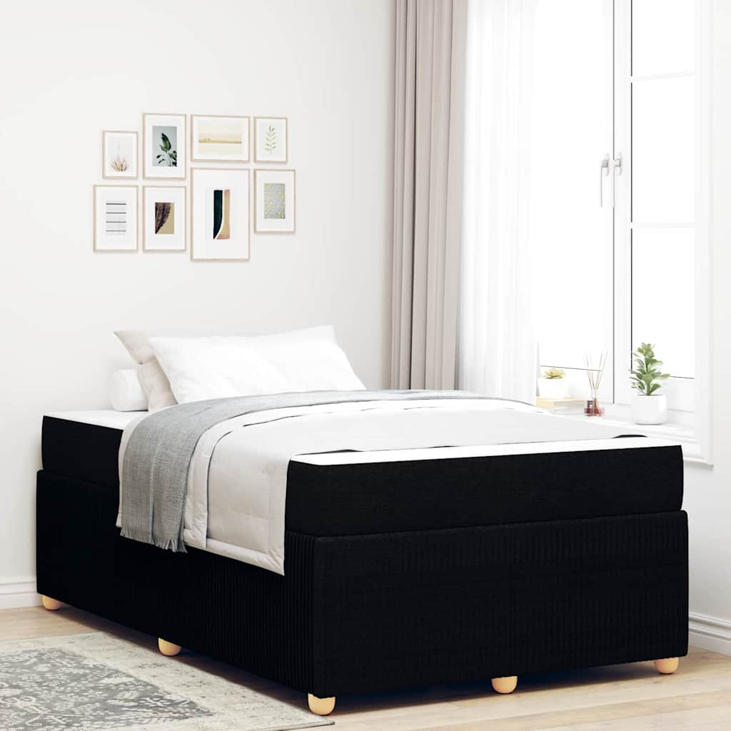 Sengestel med madras Sort 120 x 190 cm Stof