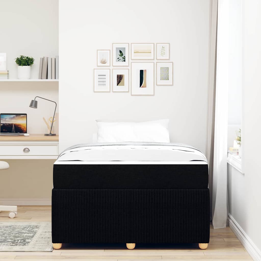 Sengestel med madras Sort 120 x 190 cm Stof