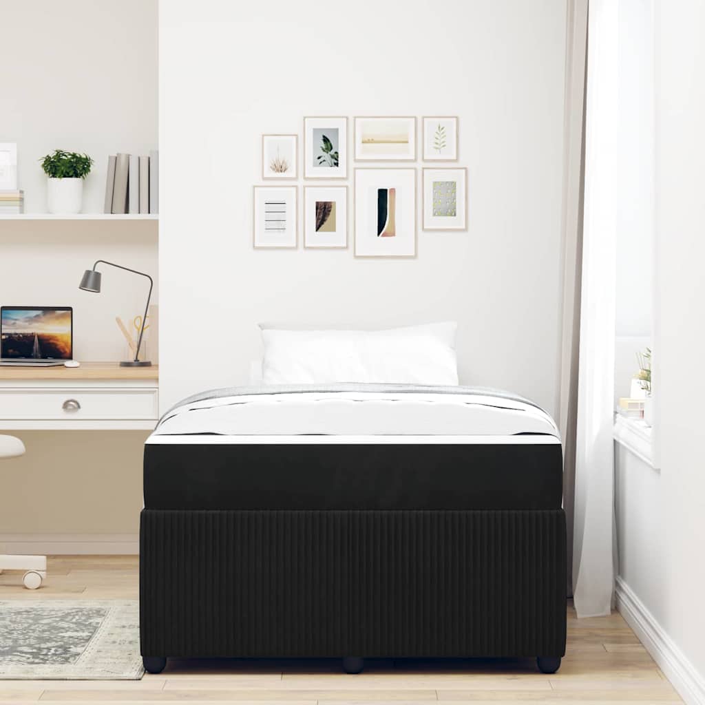 Sengestel med madras Sort 120 x 190 cm Stof