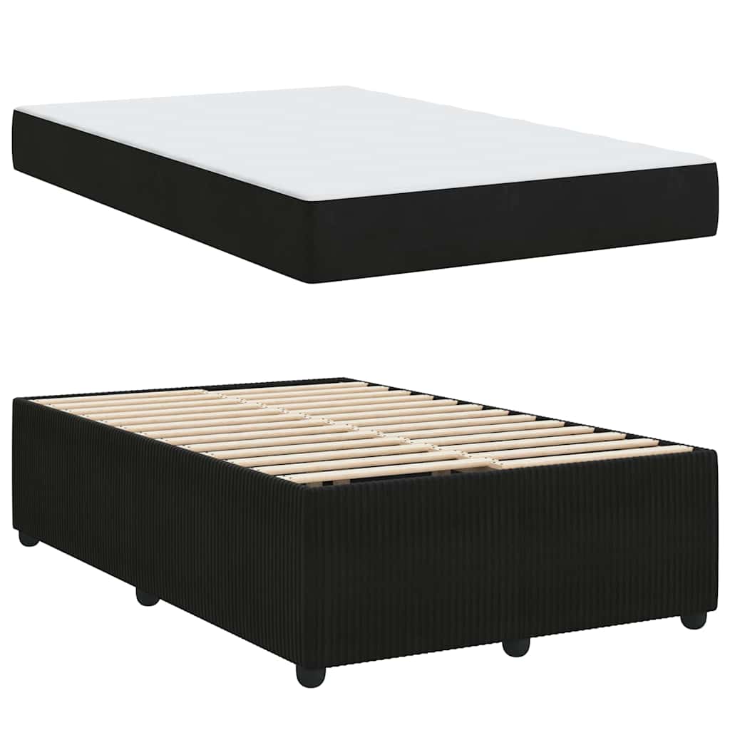Sengestel med madras Sort 120 x 190 cm Stof