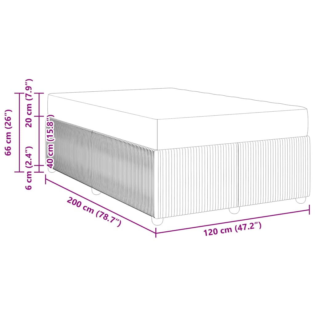 Sengestel med madras Mørkegrå 120 x 200 cm Stof