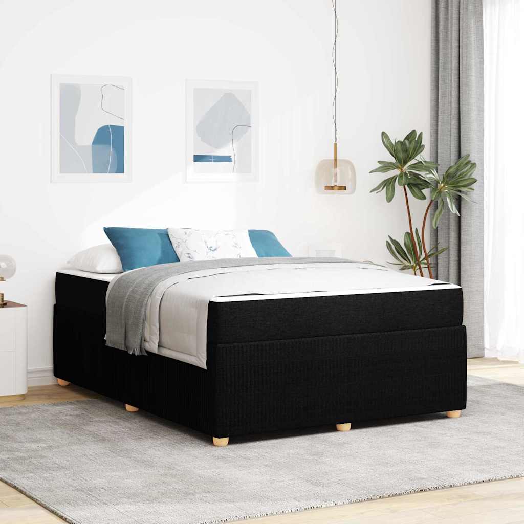 Sengestel med madras Sort 140 x 200 cm Stof
