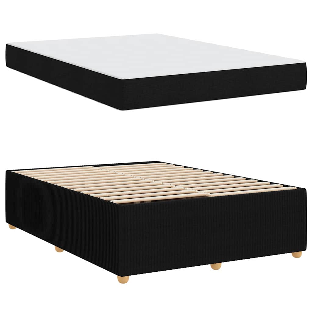 Sengestel med madras Sort 140 x 200 cm Stof