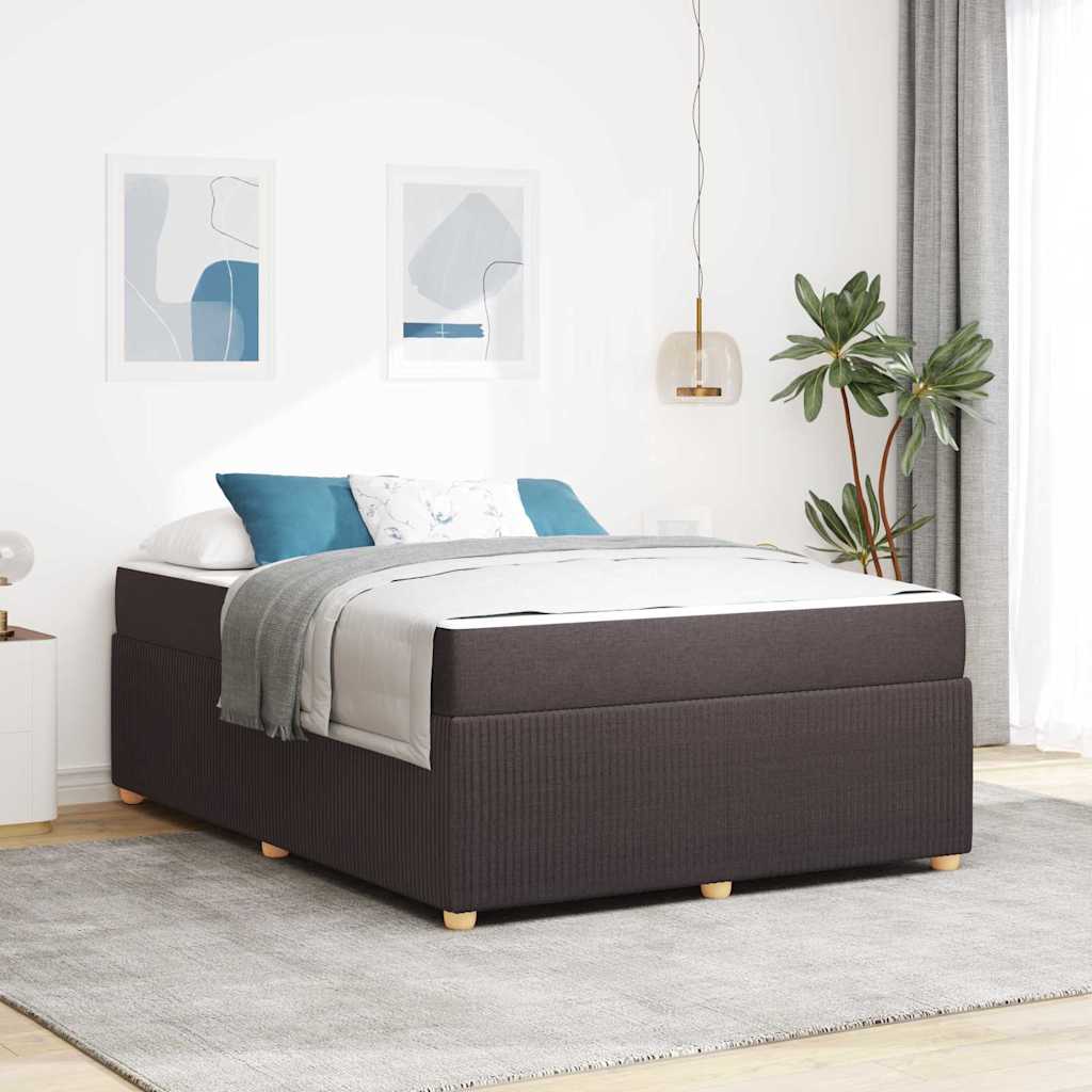 Sengestel med madras Mørk Brun 140 x 200 cm Stof