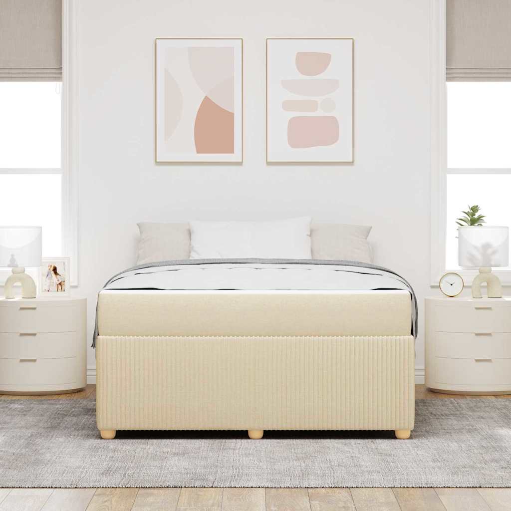 Sengestel med madras Creme 140 x 200 cm Stof