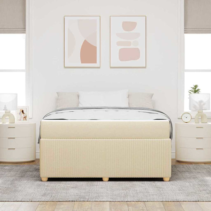 Sengestel med madras Creme 140 x 200 cm Stof