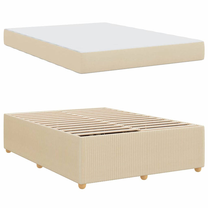 Sengestel med madras Creme 140 x 200 cm Stof