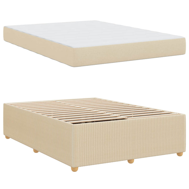 Sengestel med madras Creme 160 x 200 cm Stof