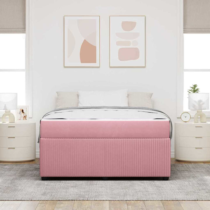 Sengestel med madras Lyserød 160 x 200 cm Stof