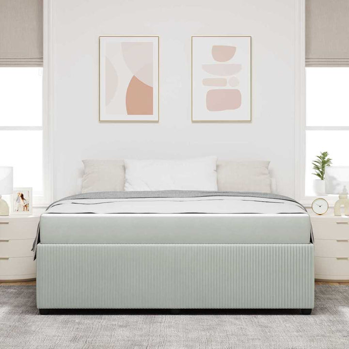Sengestel med madras Lysegrå 180 x 200 cm Stof