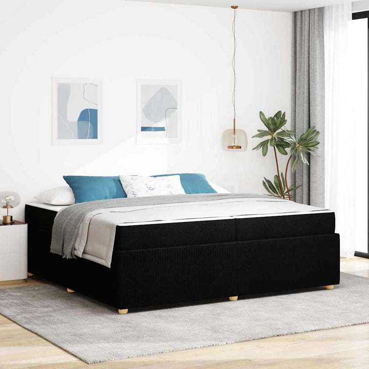 Sengestel med madras Sort 200 x 200 cm Stof