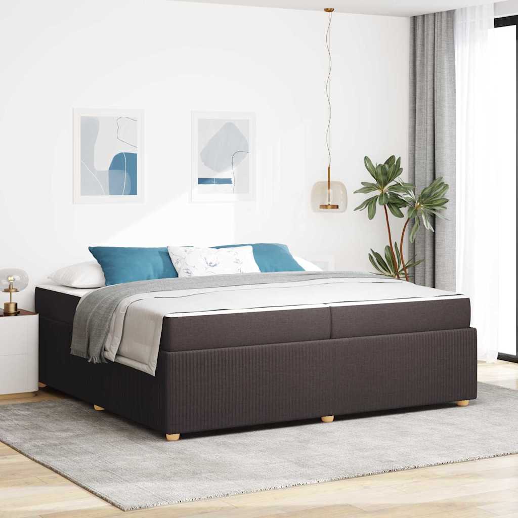 Sengestel med madras Mørk Brun 200 x 200 cm Stof