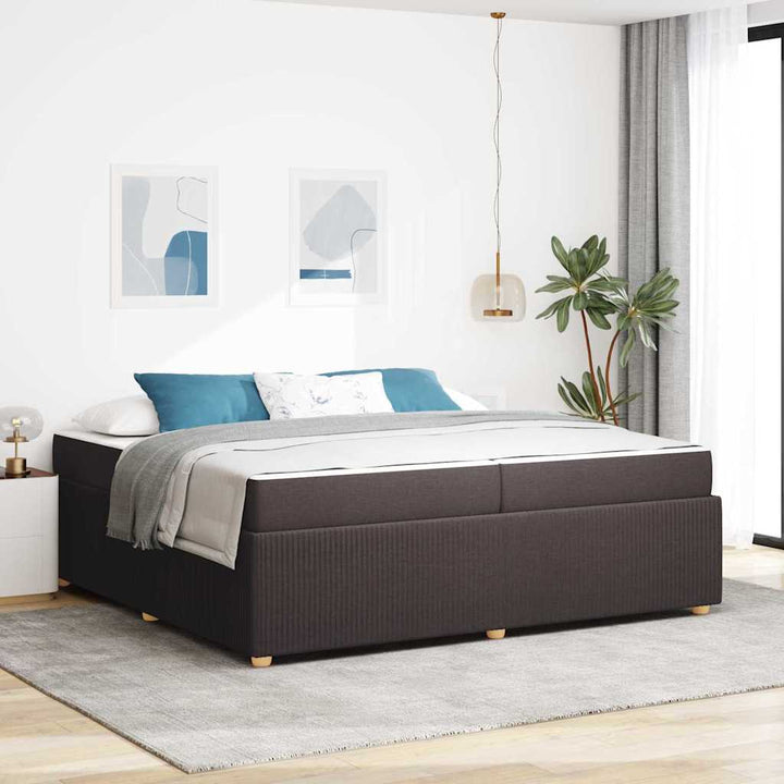 Sengestel med madras Mørk Brun 200 x 200 cm Stof