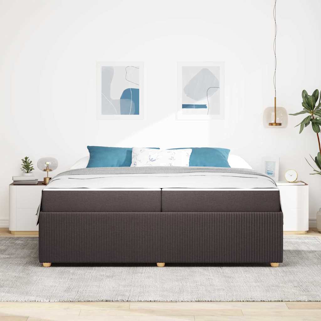Sengestel med madras Mørk Brun 200 x 200 cm Stof