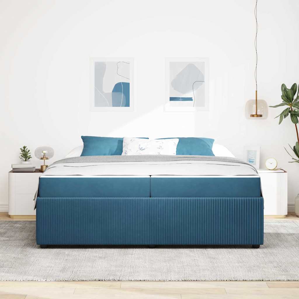 Sengestel med madras Blå 200 x 200 cm Stof