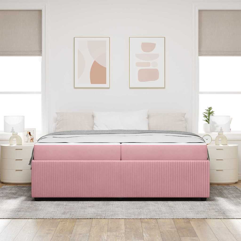 Sengestel med madras Lyserød 200 x 200 cm Stof
