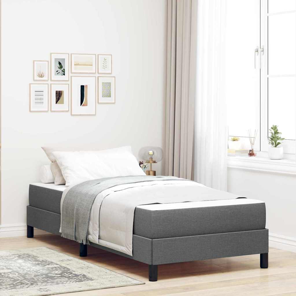 Box spring seng med madras Mørkegrå 90 x 200 cm Stof