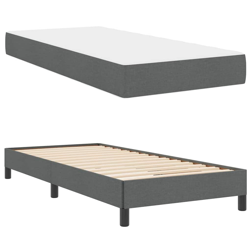 Box spring seng med madras Mørkegrå 90 x 200 cm Stof