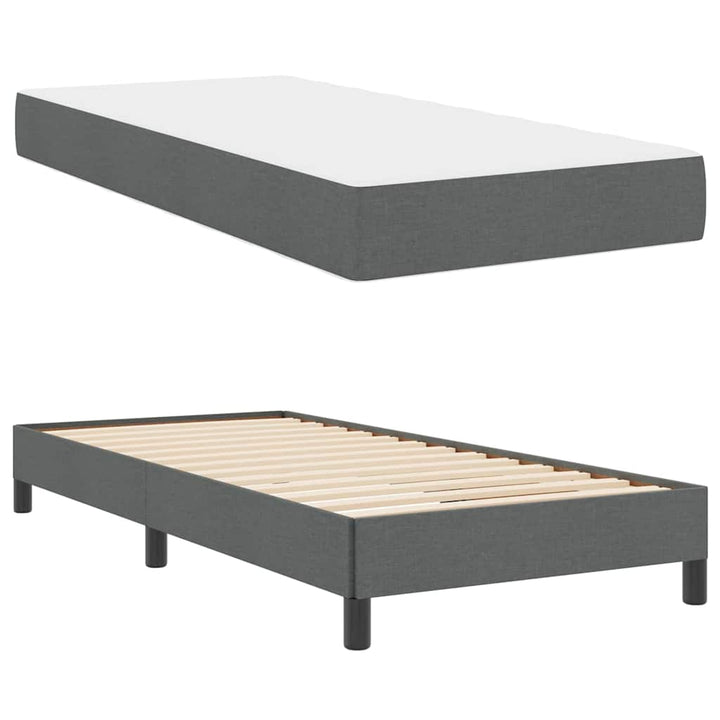 Box spring seng med madras Mørkegrå 90 x 200 cm Stof