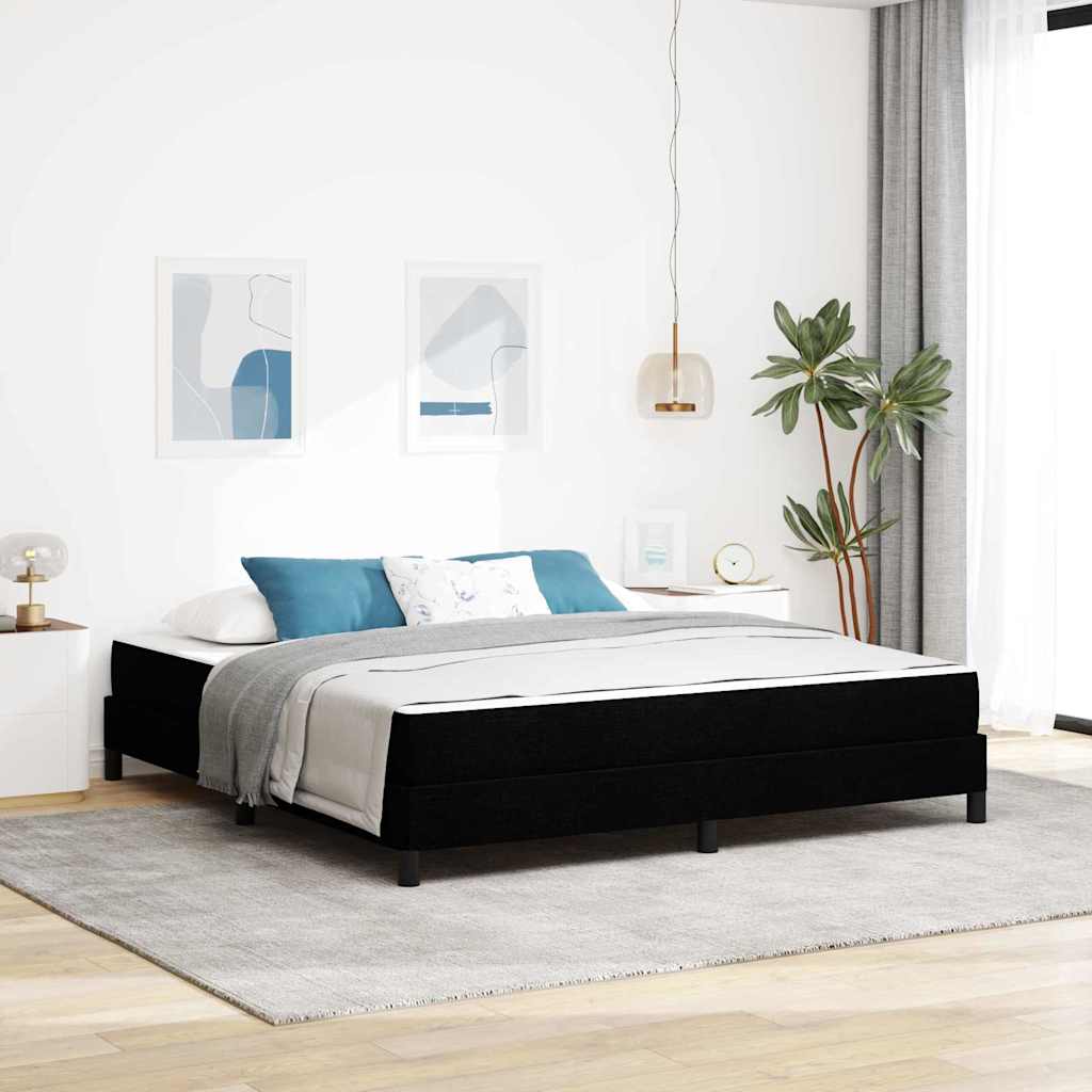 Box spring seng med madras Sort 180 x 200 cm Stof