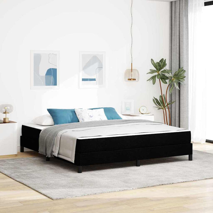 Box spring seng med madras Sort 180 x 200 cm Stof