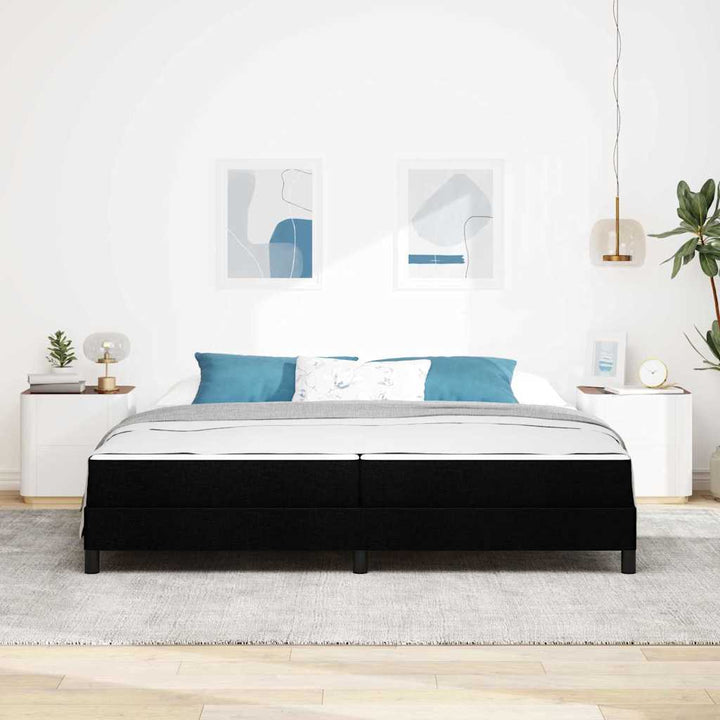 Box spring seng med madras Sort 200 x 200 cm Stof