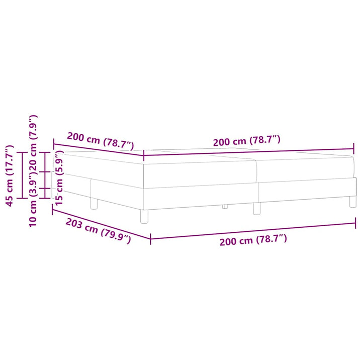 Box spring seng med madras Sort 200 x 200 cm Stof
