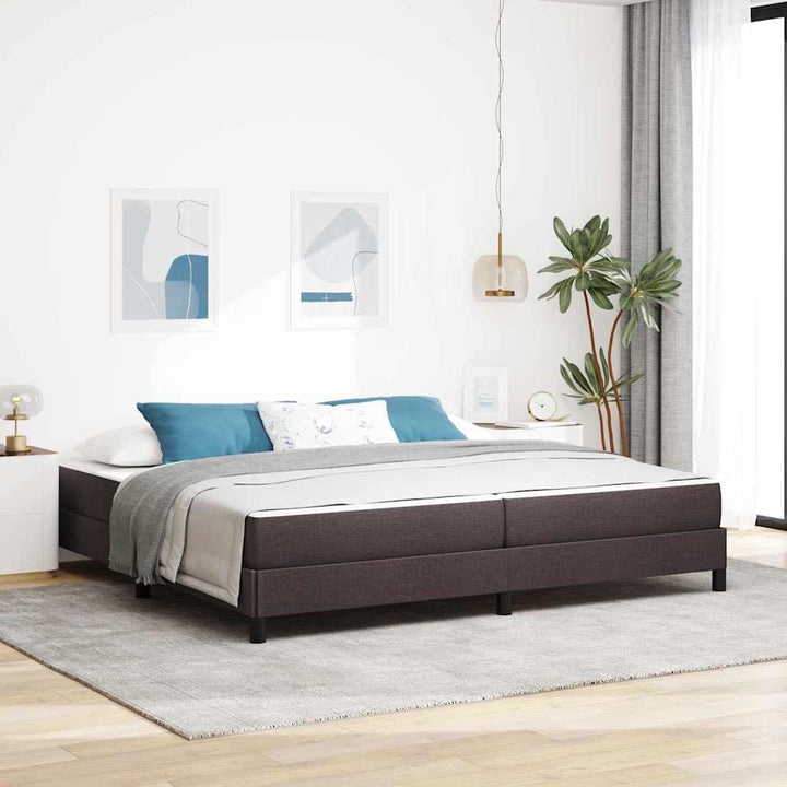Box spring seng med madras Mørk Brun 200 x 200 cm Stof