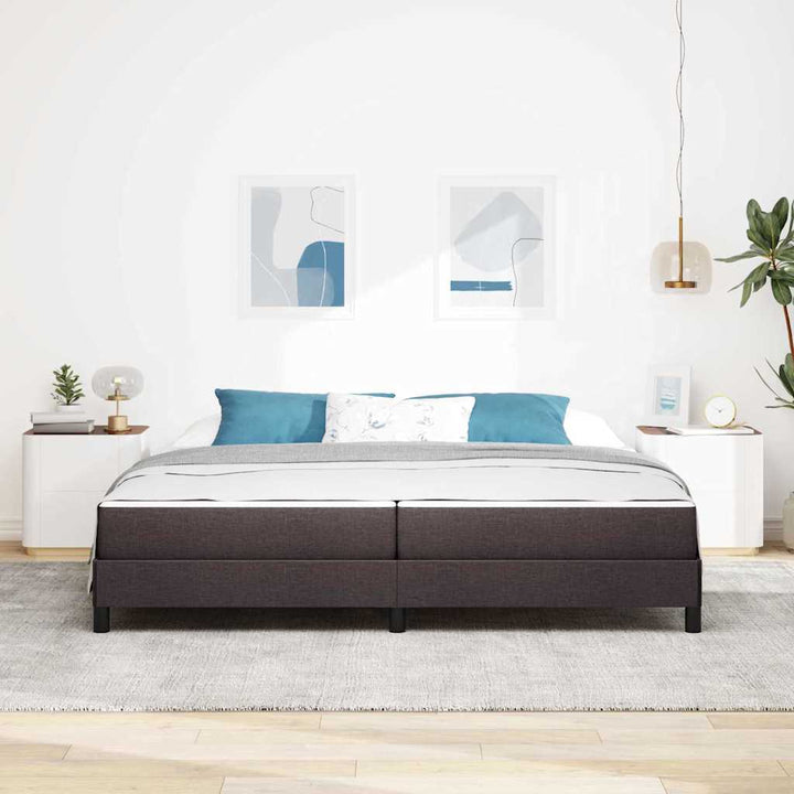 Box spring seng med madras Mørk Brun 200 x 200 cm Stof