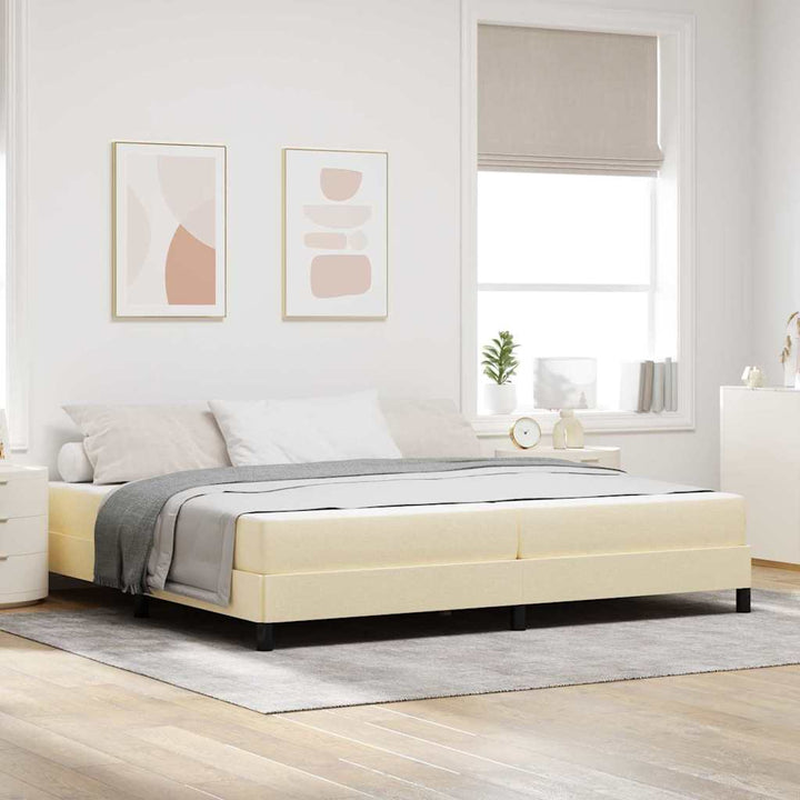 Box spring seng med madras Creme 200 x 200 cm Stof